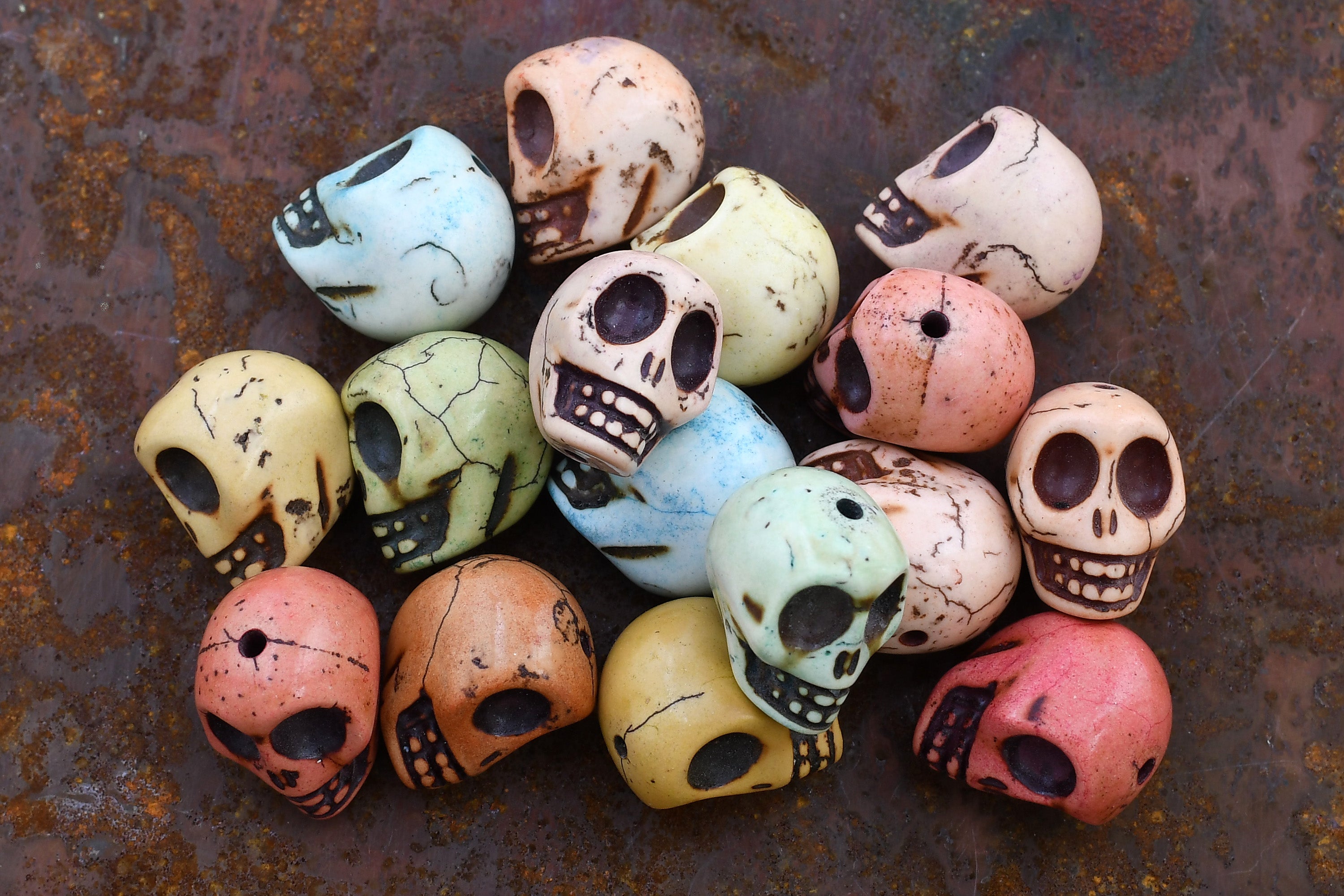Dyed Howlite Skull Beads-Set of 5