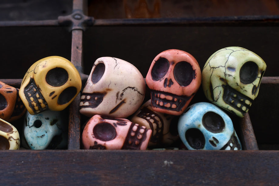 Multicolored Skull Beads (10mm) — The Bead Chest